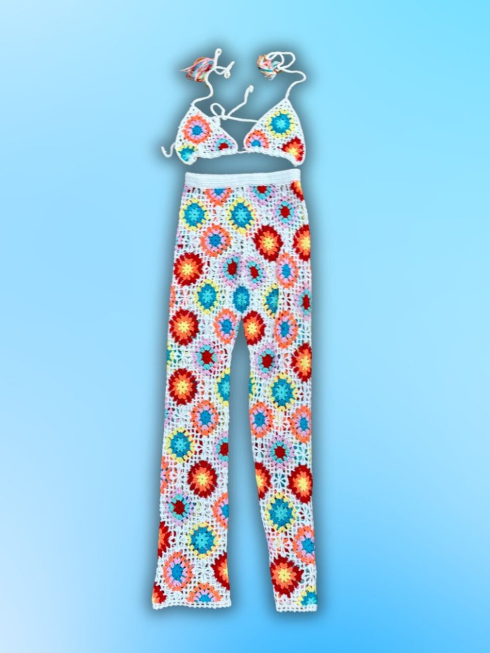 [N°1] Floral Crochet Pant Set